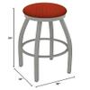 802 Misha 30" Swivel Bar Stool with Anodized Nickel Finish and Graph Poppy Seat view 2