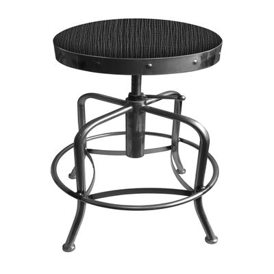 910 Industrial-Adjustable Stool with Clear Coat Finish and Graph Coal Seat