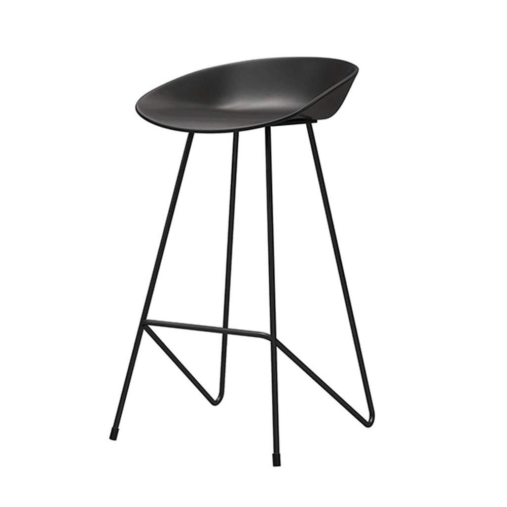 CGF-Barstools Bar Stool Counter Bar PP Dining Chair with Footrest and Curved Seat, Bar Restaurant Kitchen Home Furniture Black and White High Stool, Support 440lbs