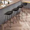 CGF-Barstools Bar Stool Counter Bar PP Dining Chair with Footrest and Curved Seat, Bar Restaurant Kitchen Home Furniture Black and White High Stool, Support 440lbs view 2