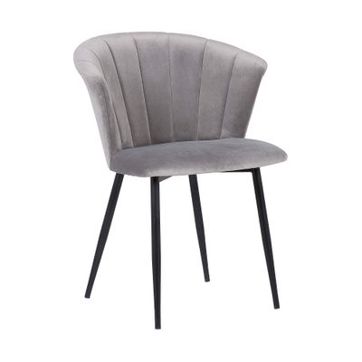 Armen Living Lulu Contemporary Velvet Dining Room Kitchen Accent Chair, 31 Inch Height, Grey and Black