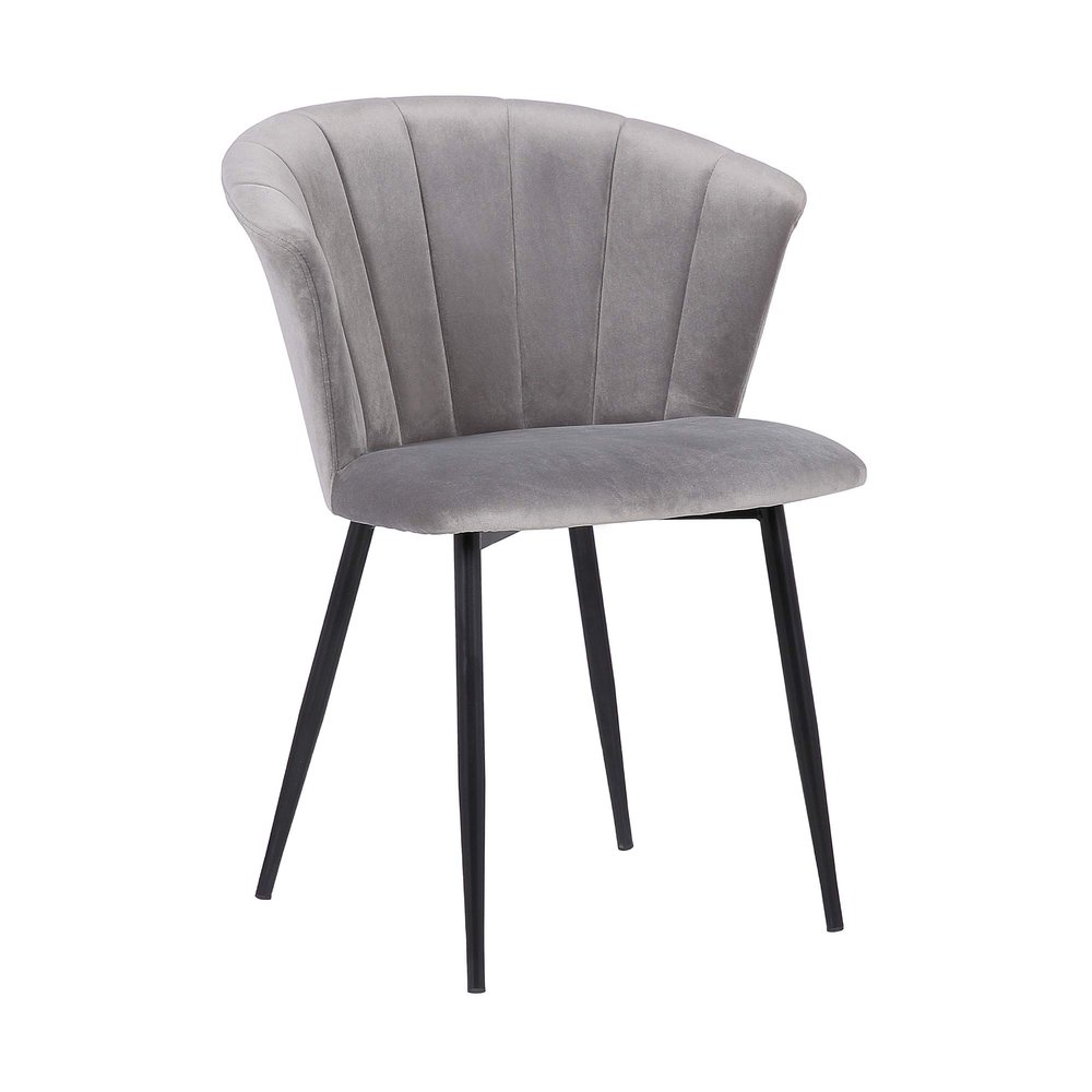 Armen Living Lulu Contemporary Velvet Dining Room Kitchen Accent Chair, 31 Inch Height, Grey and Black