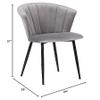 Armen Living Lulu Contemporary Velvet Dining Room Kitchen Accent Chair, 31 Inch Height, Grey and Black view 3