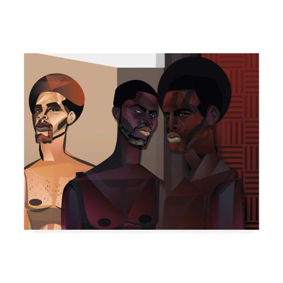 Trademark Fine Art Three Men by Jaleel Campbel, 14x19