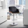 Armen Living Toby Faux Leather Swivel Barstool, Adjustable, Black, Chrome, Walnut view 2