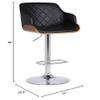 Armen Living Toby Faux Leather Swivel Barstool, Adjustable, Black, Chrome, Walnut view 3