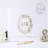 Personalized Wedding Guest Book Floral Monogram Guestbook, Custom Sign in Book with Names - Hardcover (12x12 inches) view 1