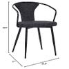 Armen Living Francis Fabric Dining Chair, Black view 3