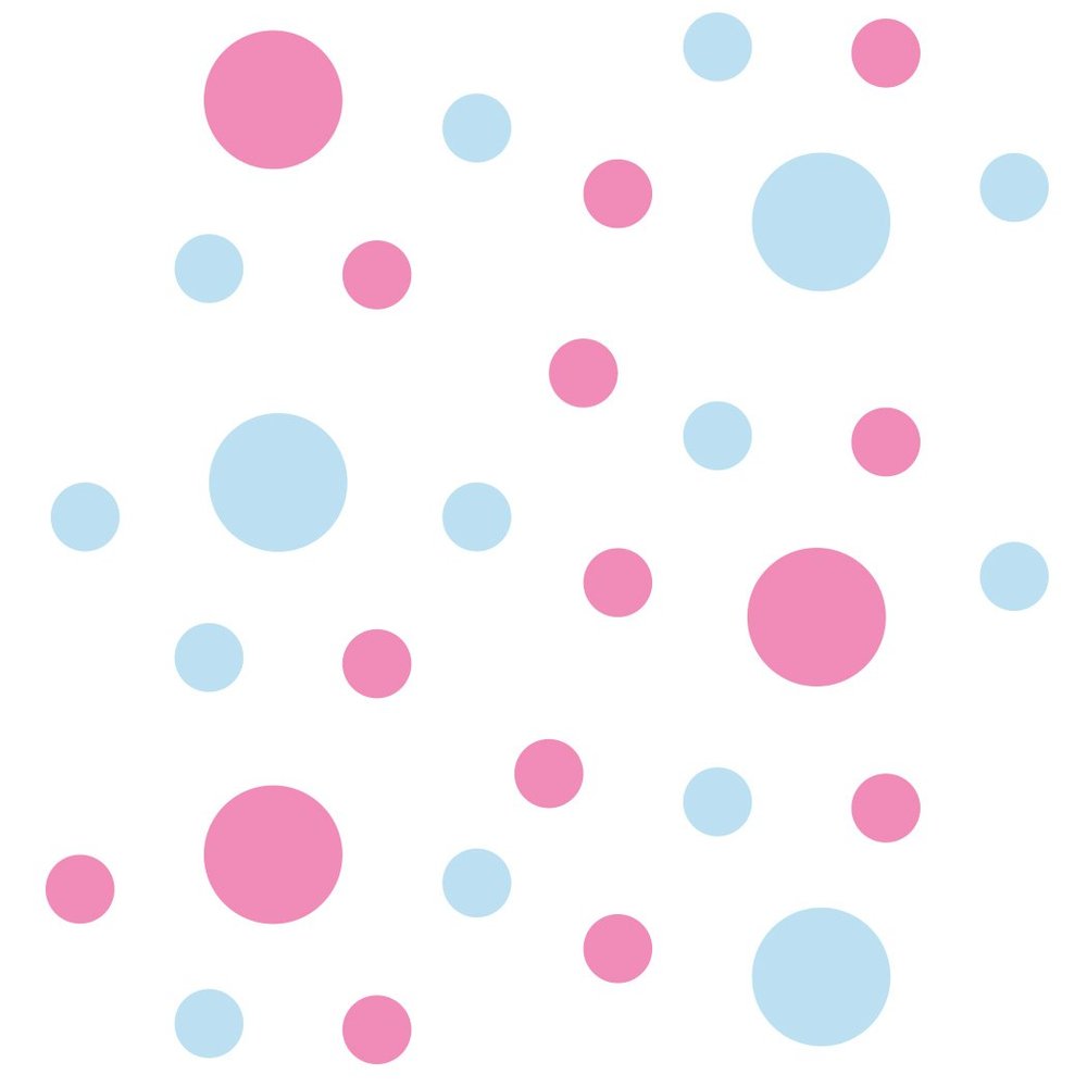 DecalVenue.com Baby Blue/Pink Vinyl Wall Stickers - 2 & 4 inch Circles (150 Decals)