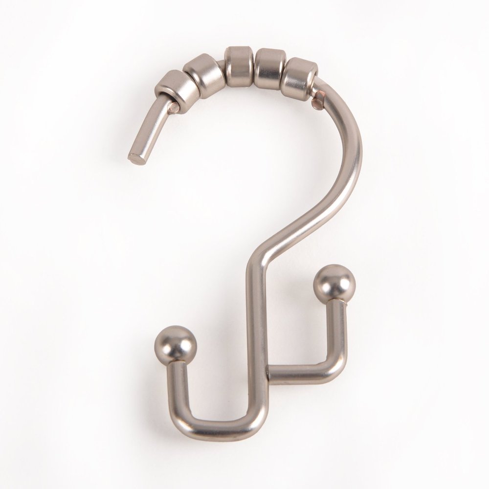 Utopia Alley HK3BK Shower Hooks - Double Shower Curtain Rings for Bathroom - Rust Resistant Shower Curtain Hooks for Shower Curtain or Liner - Double Roller Shower Curtain Hooks - Set of 12, Matte Black