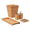 5-Piece Bathroom Decor Set - Bamboo Vanity Accessories with Trash Bin, Soap Dish, Soap Dispenser, Toothbrush Holder, and Tray by Lavish Home (Natural) view 1