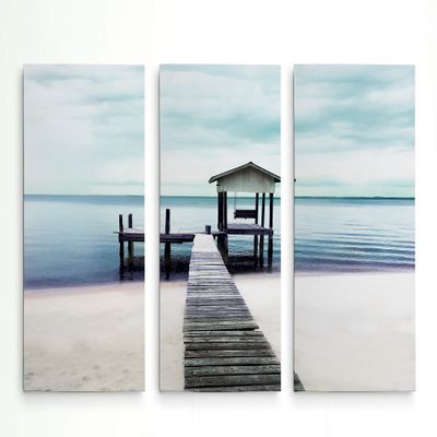 Renditions Gallery 3 Panel Beach Peaceful Place Dcor for Home, Office, Bedroom, Livingroom, Wall Art 24X36, Peachful