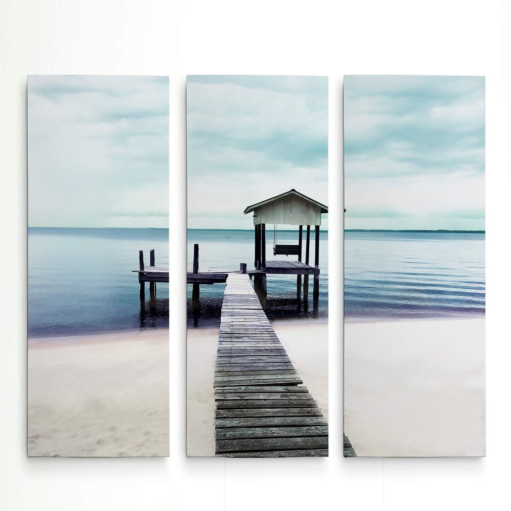 Renditions Gallery 3 Panel Beach Peaceful Place Dcor for Home, Office, Bedroom, Livingroom, Wall Art 24X36, Peachful
