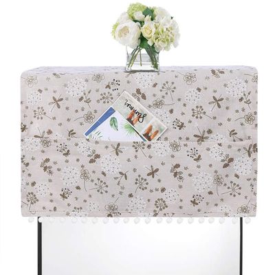 Fridge Washing Machine Dust Proof Cover Protector Multi-purpose Cotton Linen Universal Top Cover with Storage Bag(51x21inch)