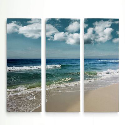 Renditions Gallery 3 Panel Beach Majestic Waves Dcor for Home, Office, Bedroom, Livingroom, Wall Art 24X36
