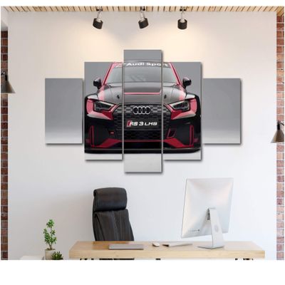 5 Piece Luxury Canvas Posters of Sports Cars Supercar Exotic Luxury Modern Wall Art Decor (5 Piece Large, Audi RS3 LMS)