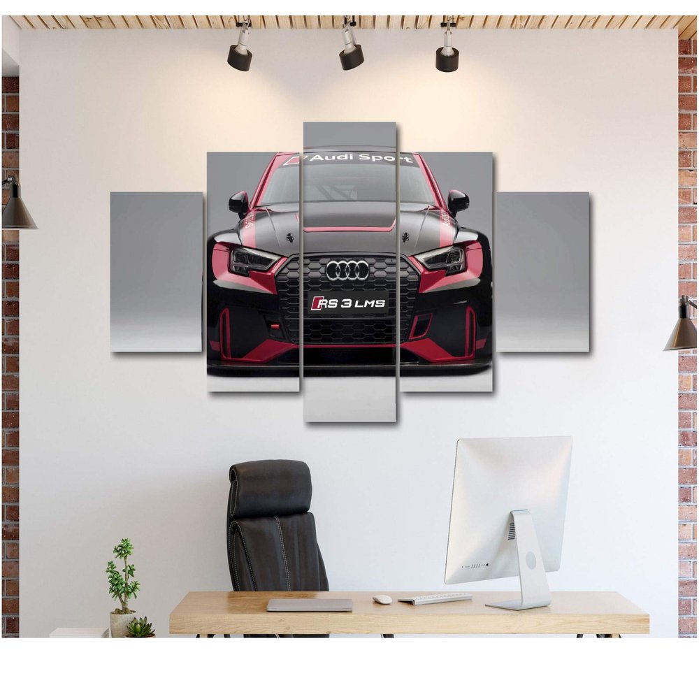 5 Piece Luxury Canvas Posters of Sports Cars Supercar Exotic Luxury Modern Wall Art Decor (5 Piece Large, Audi RS3 LMS)