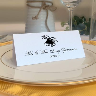 Wedding Bells Place Cards, Black, Set of 150, Pre-cut and Scored - Wedding, Party, Dinner, and Special Events - Made in the USA