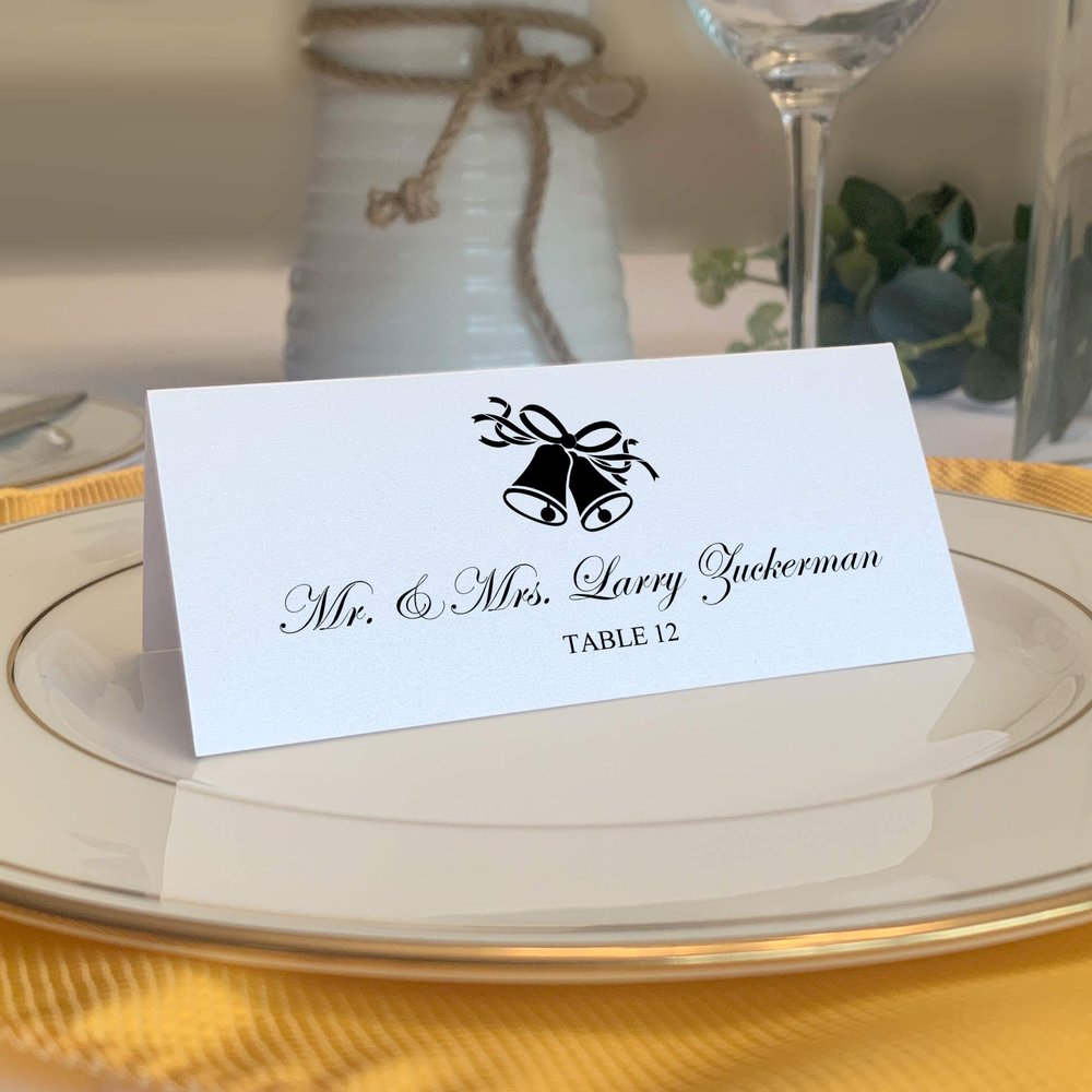 Wedding Bells Place Cards, Black, Set of 150, Pre-cut and Scored - Wedding, Party, Dinner, and Special Events - Made in the USA