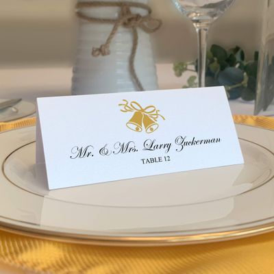 Wedding Bells Place Cards, Gold, Set of 150, Pre-cut and Scored - Wedding, Party, Dinner, and Special Events - Made in the USA