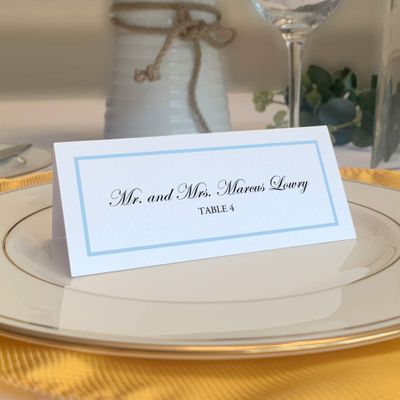 Single Line Border Place Cards, Light Blue (Choose Color), Set of 150, Pre-cut and Scored - Wedding, Party, Dinner, and Special Events - Made in the USA