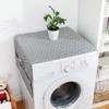 Fridge Dust Cover Multi-Purpose Washing Machine Cotton Linen Top Cover with Side Storage Pockets-Grey White Stripes(51x21inch) view 3