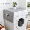 Fridge Dust Cover Multi-Purpose Washing Machine Cotton Linen Top Cover with Side Storage Pockets-Grey White Stripes(51x21inch) view 4