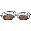 Jeco 2 Piece Round Serving Tray Set in Black and Brown view 1