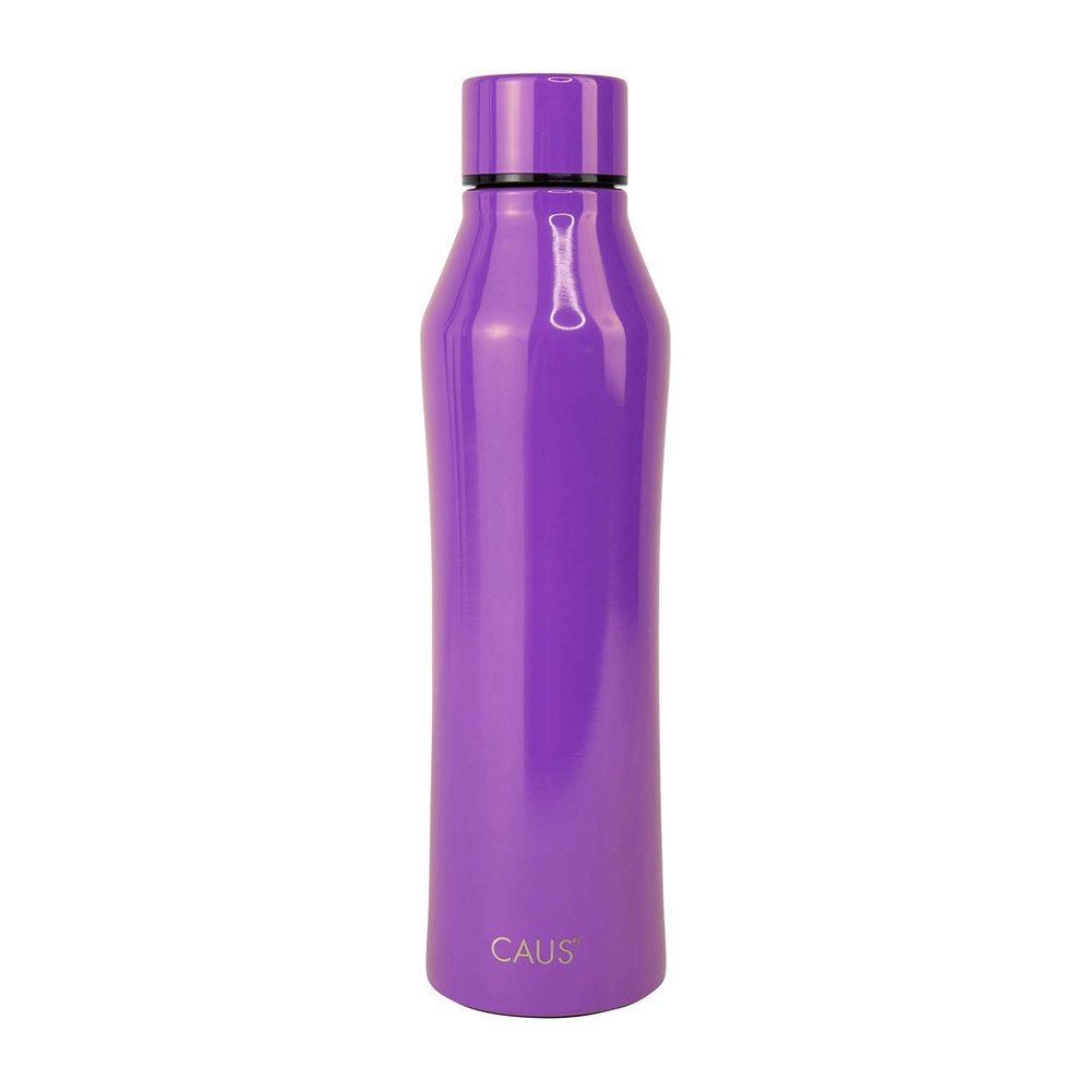 CAUS Crisis and Disaster Charity Support Curved Water Bottle, Stainless-Steel Insulated Bottle with Lid, 17 Ounces, Lavender