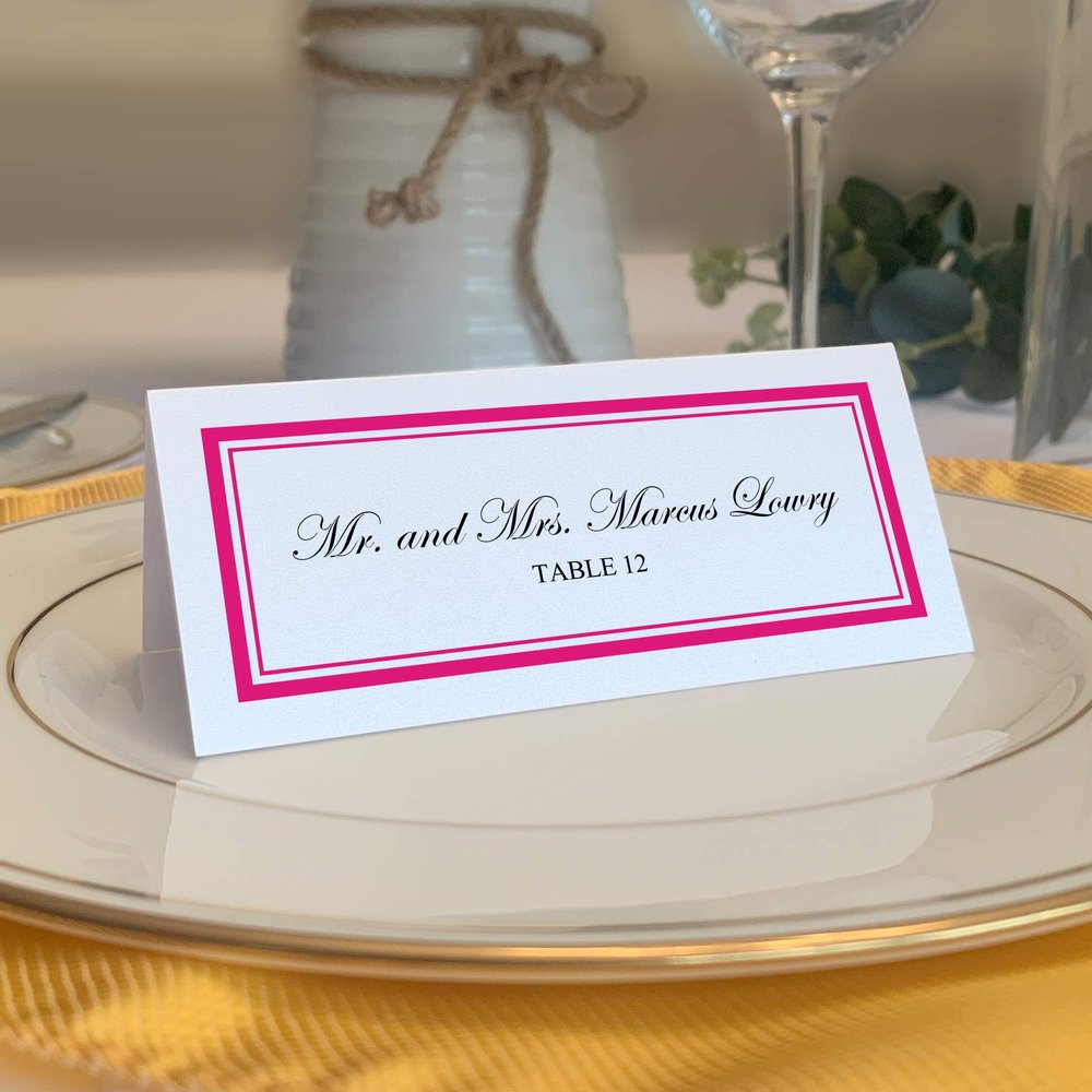 Double Line Border Place Cards, Fuschia, Set of 60, Pre-cut and Scored - Wedding, Party, Dinner, and Special Events - Made in the USA