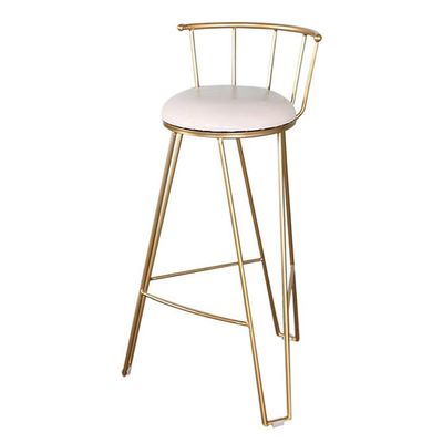 CGF-Barstools Bar Stool with Curved Backrest and Sponge Soft Cushion | Triangle Frame Iron Leg Seat/Comfortable Dining Chair Kitchen Bar Cafe Restaurant, Maximum Support 330lbs, White/Black