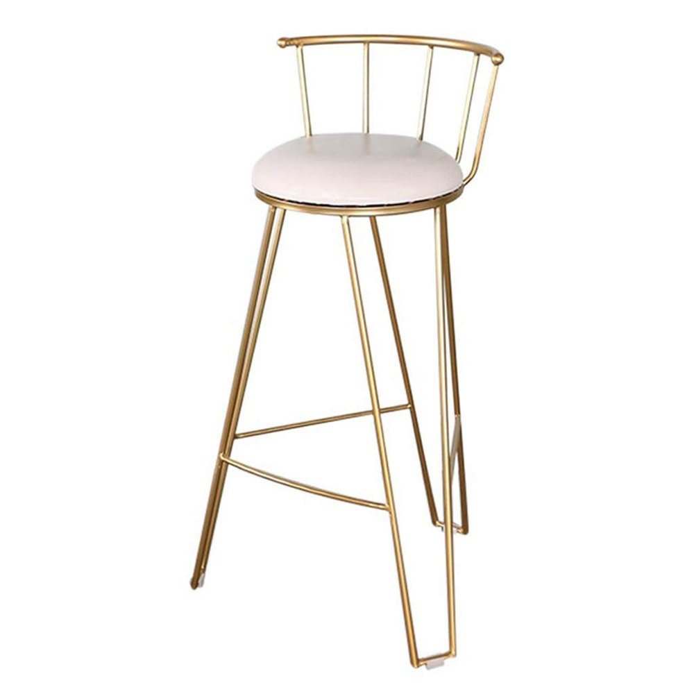 CGF-Barstools Bar Stool with Curved Backrest and Sponge Soft Cushion | Triangle Frame Iron Leg Seat/Comfortable Dining Chair Kitchen Bar Cafe Restaurant, Maximum Support 330lbs, White/Black