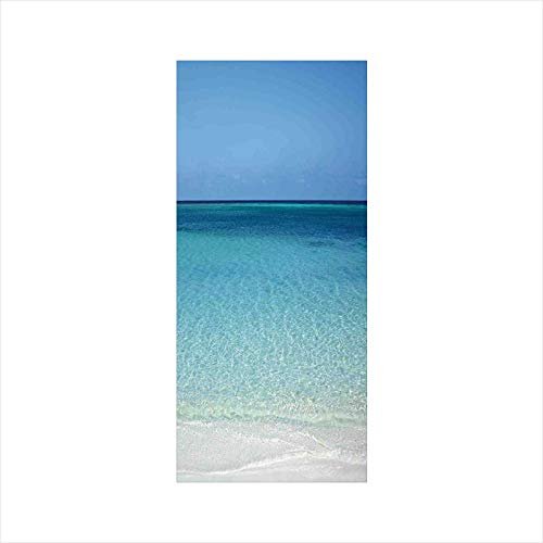 Decorative Window Film,No Glue Frosted Privacy Film,Stained Glass Door Film,Clear Water at the Beach in Atlantic Sea Cuba Coasts with Fantastic Sky Scenery Art,for Home & Office,23.6In. by 35.4In Crea