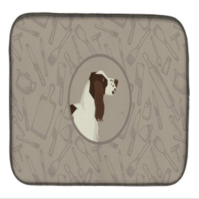 Caroline's Treasures CK2184DDM English Springer Spaniel In the Kitchen Dish Drying Mat Absorbent Dish Drying Mat Pad for Kitchen Counter Dish Drainer Mat for Countertop, 14 x 21", Multicolor