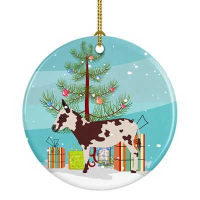 Caroline's Treasures American Spotted Donkey Christmas Ceramic Ornament, Teal Christmas Tree Hanging Decorations for Home Christmas Holiday, Party, Gift, 3 in, Multicolor