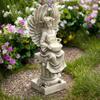 17" Peaceful Angel on Pedestal Candle Holder Outdoor Statue view 2