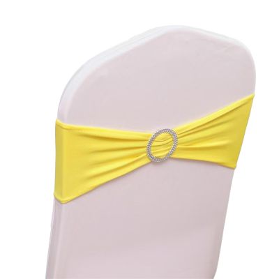 50PCS Spandex Chair Sashes | Chair Bands with Buckle Slider | for Wedding, Hotel, Banquet, Party Decorations | Without White Covers(Yellow)