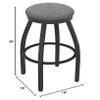 802 Misha 30" Swivel Bar Stool with Pewter Finish and Graph Alpine Seat view 2