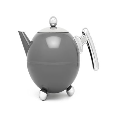 Bredemeijer Teapot Duet Bella Ronde 1.2L, Cool Grey Chrome, Chromium Fittings, Stainless Steel