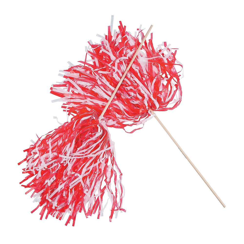 Fun Express - 2tone Spirit PoM-Rd Wht - Toys - Active Play - Pom - Poms - 24 Pieces