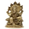 Brass Statue Hindu God Lord Ganesha Sitting on Snake 5.25x3x2.75 inch; 960 Grams view 1