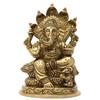 Brass Statue Hindu God Lord Ganesha Sitting on Snake 5.25x3x2.75 inch; 960 Grams view 2
