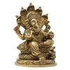 Brass Statue Hindu God Lord Ganesha Sitting on Snake 5.25x3x2.75 inch; 960 Grams view 3