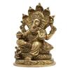 Brass Statue Hindu God Lord Ganesha Sitting on Snake 5.25x3x2.75 inch; 960 Grams view 4