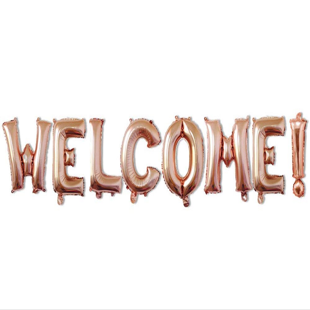 AnnoDeel 16inch WELCOME Letter Balloons, Rose Gold Alphabet Foil Mylar Balloons for Welcome Party Decoaration supply