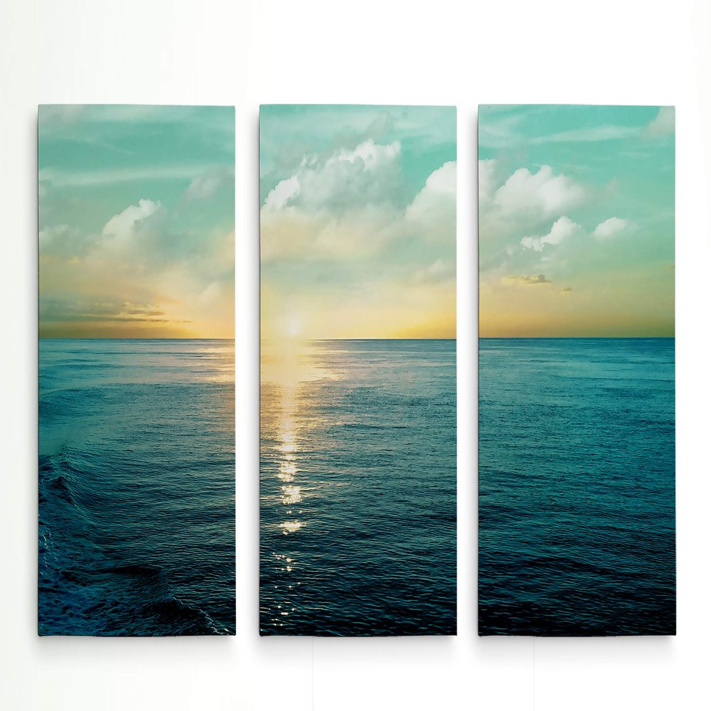 Renditions Gallery 3 Panel Beach Let There Be Light Dcor for Home, Office, Bedroom, Livingroom, Wall Art 24X36