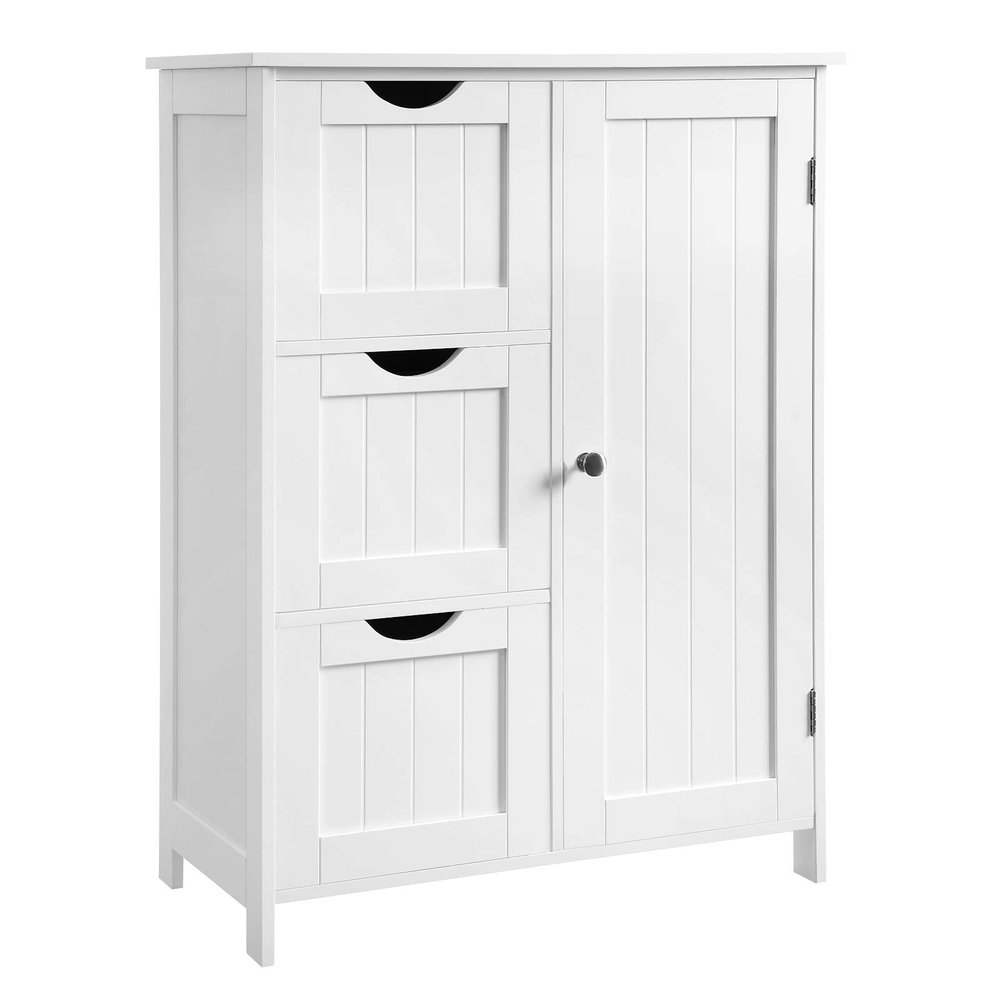 VASAGLE Floor Storage Cabinet, Freestanding Storage Unit with 3 Drawers, 1 Adjustable Shelf, for Bathroom Living Room Dining Kitchen, 11.8 x 23.6 x 31.5 Inches, White UBBC49WT