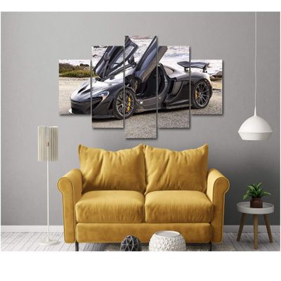 5 Piece Luxury Canvas Posters of Sports Cars Supercar Exotic Luxury Modern Wall Art Decor (5 Piece Large, McLaren p1)