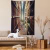 Ambesonne Bookshelf Tapestry, Digital Illustration of Abstract Design Library in Forest Academic Themed Picture, Wall Hanging for Bedroom Living Room Dorm Decor, 60" X 80", Brown Green view 2