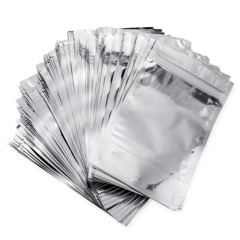 Ellbest 100Pcs Resealable Clear Ziplock Mylar Bags Aluminum Foil Plastic Food Storage Bags 5.1x 7.9 inch Food Storage Packaging Bags